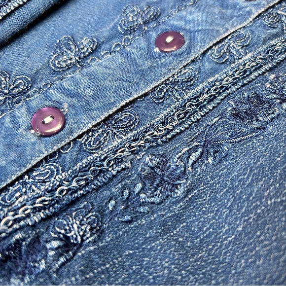 Sturgis Clothing A Line 100% Rayon Jean Embellished Floral Boho Vintage Dress S - Picture 13 of 14